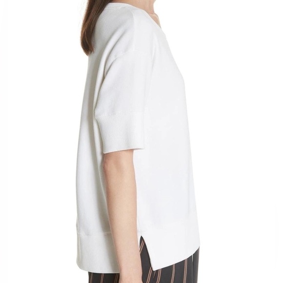 NWT Vince Short Sleeve Crop Short sleeve sweatshirt top in white - Picture 3 of 5